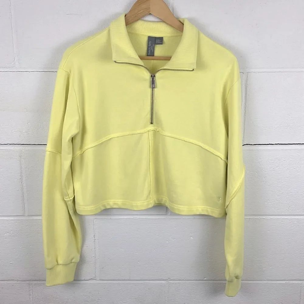 Sweaty Betty revive lounge cropped half zip pullover sweatshirt